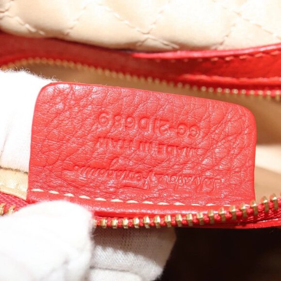 Salvatore Ferragamo Vala Hand Bag Leather 2way Red Gold Auth - Picture 14 of 16